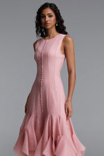 Charger l'image dans la visionneuse de la Galerie, Ethel Resort Flowy Round Neck Sleeveless Ruffle Chiffon Maxi Dress
