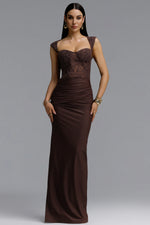 Load image into Gallery viewer, Tabitha Elegant Contour Ruched Lace Maxi Dress