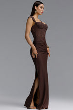 Load image into Gallery viewer, Tabitha Elegant Contour Ruched Lace Maxi Dress