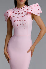 Load image into Gallery viewer, Lisiya Elegant Contour High Neck Bow Puff Sleeve Bandage Maxi Dress