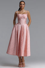 Load image into Gallery viewer, Sliya Elegant Tailored Sleeveless Jacquard Satin Maxi Dress