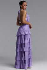 Load image into Gallery viewer, Lliana Resort Flowy V Neck Sleeveless Ruffle Woven Maxi Dress