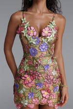 Lade Bild in die Galerieansicht, Magdalena Romantic Multicolor Floral Spaghetti Strap Floral Mini Dress