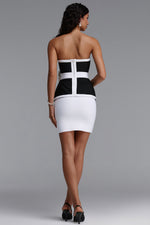 Load image into Gallery viewer, Erica Classic Slim Color Block Black Bandage Crop Top And Mini Skirt Two-Piece Set