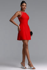 Lade Bild in die Galerieansicht, Sophie Minimalist Crew Neck Rhinestone Sleeveless Stretch Bandage Mini Dress