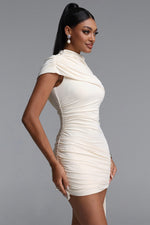 Lade Bild in die Galerieansicht, Nettie Romantic Contour Ruched Draped Sash Knit Mini Dress