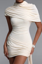 Lade Bild in die Galerieansicht, Nettie Romantic Contour Ruched Draped Sash Knit Mini Dress