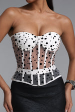 Lade Bild in die Galerieansicht, Julissa Sexy Fitted Strapless Polka Dot Boned Top