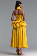 Charger l'image dans la visionneuse de la Galerie, Shea Elegant Waist-Cinched Halter Neck Ruffled Maxi Dress