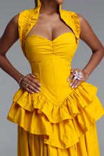 Charger l'image dans la visionneuse de la Galerie, Shea Elegant Waist-Cinched Halter Neck Ruffled Maxi Dress