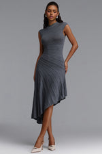 Charger l'image dans la visionneuse de la Galerie, Tadeo Chic Contour Sleeveless Diagonal Stripes Asymmetric Hem Knit Midi Dress