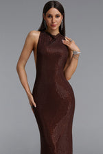 Load image into Gallery viewer, Dorothea Minimalist Contour Sleeveless Rhinestone Knitted Maxi Dress