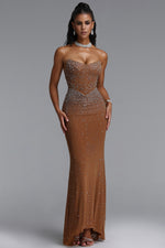 Charger l'image dans la visionneuse de la Galerie, Scala Luxury Bandeau Ruched Rhinestone Maxi Dress