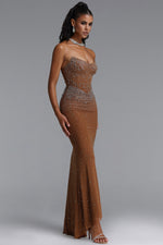 Charger l'image dans la visionneuse de la Galerie, Scala Luxury Bandeau Ruched Rhinestone Maxi Dress