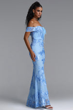 Charger l'image dans la visionneuse de la Galerie, Soraya Romantic Elegant Off The Shoulder Bow Floral Flowy Maxi Dress