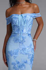 Charger l'image dans la visionneuse de la Galerie, Soraya Romantic Elegant Off The Shoulder Bow Floral Flowy Maxi Dress