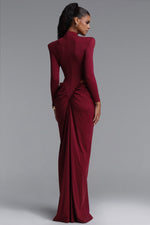 Charger l'image dans la visionneuse de la Galerie, Elliott Luxury High Neck Padded Shoulder Cut Out Ruched Maxi Dress