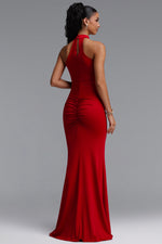 Lade Bild in die Galerieansicht, Octavia Elegant Contour Sleeveless Slit Sequin Woven Red Maxi Dress