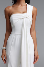Lade Bild in die Galerieansicht, Lexy Elegant One Shoulder Knot Pleated Long Jumpsuit