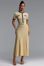 Lade Bild in die Galerieansicht, Wagani Elegant Contour Round Neck Short Sleeve Knit Maxi Dress