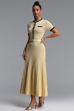Lade Bild in die Galerieansicht, Wagani Elegant Contour Round Neck Short Sleeve Knit Maxi Dress