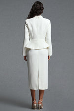 Load image into Gallery viewer, Ziriy Classic Tailored Long Sleeve Tweed Top and Skirt Two Piece Set