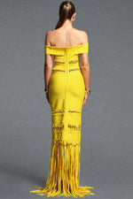 Charger l'image dans la visionneuse de la Galerie, Sylvia Elegant Off Shoulder Beaded Tassel Bandage Maxi Dress