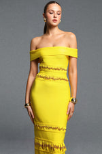 Charger l'image dans la visionneuse de la Galerie, Sylvia Elegant Off Shoulder Beaded Tassel Bandage Maxi Dress
