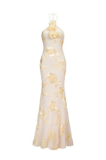 Load image into Gallery viewer, Griselda Flr Halter Embroidery Maxi Dress - White