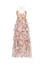 Lade Bild in die Galerieansicht, Valerie Romantic Flowy Halter Ruffle Sequin Print Maxi Dress
