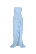 Charger l'image dans la visionneuse de la Galerie, Tazeda Elegant Contour Strapless Ruched Mesh Maxi Dress