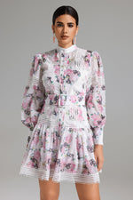 Load image into Gallery viewer, Myrna Lace Decorated Printed Dress