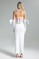 Charger l'image dans la visionneuse de la Galerie, Pola Bow Velvet Diamante Chain Dress