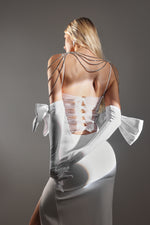 Charger l'image dans la visionneuse de la Galerie, Pola Bow Velvet Diamante Chain Dress