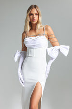 Charger l'image dans la visionneuse de la Galerie, Pola Bow Velvet Diamante Chain Dress