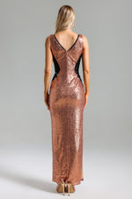 Load image into Gallery viewer, Winifred V Neck Sequins Maxi Dress