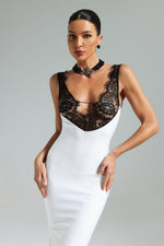Load image into Gallery viewer, Gunnhild Lace Deep V Maxi Dress