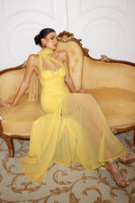 Load image into Gallery viewer, Ulasa Sleeveless Ruched Mesh Maxi Dress