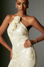 Load image into Gallery viewer, Griselda Flr Halter Embroidery Maxi Dress - White