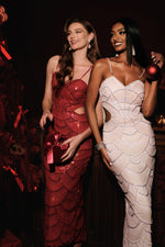 Load image into Gallery viewer, Teresa Pearl Sequin Midi Dress