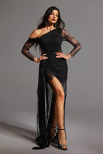Load image into Gallery viewer, Hunter One Shoulder Slit Maxi Dress