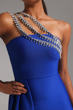 Load image into Gallery viewer, Marcella One Shoulder Diamond Bandage Maxi Dress