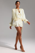 Lade Bild in die Galerieansicht, Dekia Long Sleeve Hollow Out Flounce Mini Dress