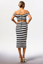 Charger l'image dans la visionneuse de la Galerie, Martha Off-the-Shoulder Hollow Out Slit Bandage Midi Two-Piece Set