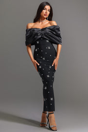Soloma Off-the-Shoulder Diamond Maxi Dress