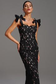Lucretia Ärmelloses Maxikleid mit Spitze und Schleife