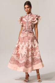 Kimivi Sleeveless Floral Printed Shirt Two-Piece Set