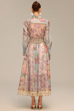 Charger l'image dans la visionneuse de la Galerie, Ruby Long Sleeve Floral Printed Lace Top And Skirt Two-Piece Set