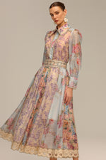 Charger l'image dans la visionneuse de la Galerie, Ruby Long Sleeve Floral Printed Lace Top And Skirt Two-Piece Set