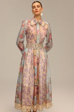 Charger l'image dans la visionneuse de la Galerie, Ruby Long Sleeve Floral Printed Lace Top And Skirt Two-Piece Set
